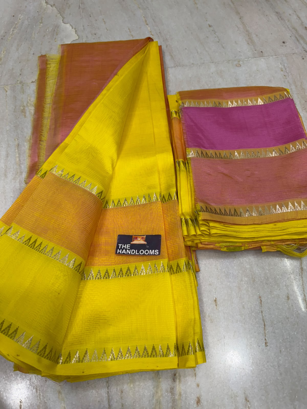 Mangalagiri Pure Handloom Pattu Cotton Saree With Silver Zari Dual Border